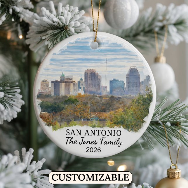 Personalized San Antonio Ornament, Custom Texas Ceramic Ornament (Creator Uploaded)