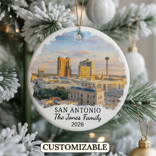 Personalized San Antonio Ornament, Custom Texas Ceramic Ornament