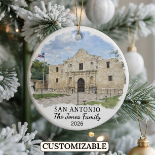 Personalized San Antonio Ornament, Custom Texas Ceramic Ornament