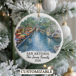 Personalized San Antonio Ornament, Custom Texas Ceramic Ornament
