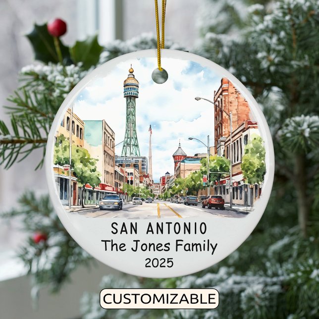 Personalized San Antonio Ornament, Texas Ceramic Ornament (Creator Uploaded)