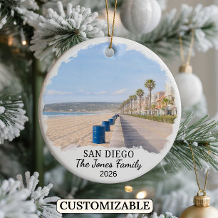 Personalized San Diego Ornament, Custom California Ceramic Ornament