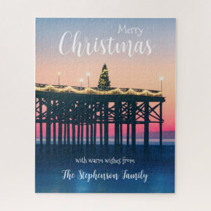 Personalized San Diego Sunset Christmas Jigsaw Puzzle
