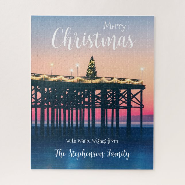 Personalized San Diego Sunset Christmas Jigsaw Puzzle (Vertical)