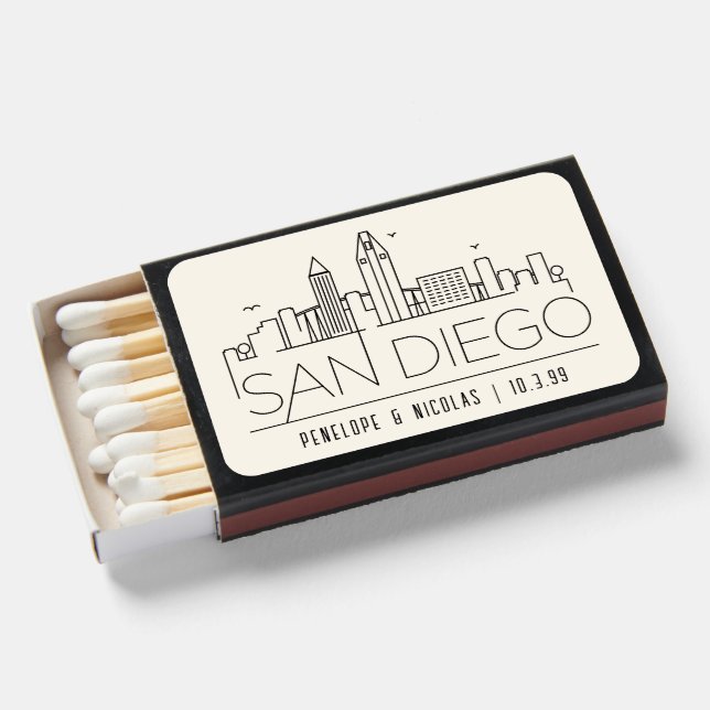 Personalized San Diego Wedding Favor Matchboxes (Front Open)