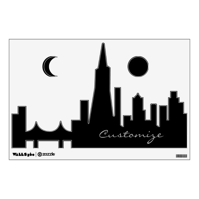 Personalized San Francisco Skyline Silhouette Wall Decal (Front)
