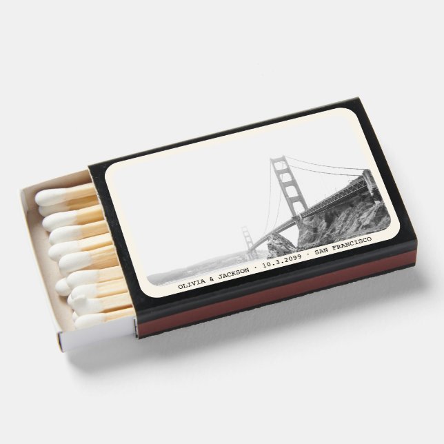 Personalized San Francisco Wedding Favor Matches (Front Open)
