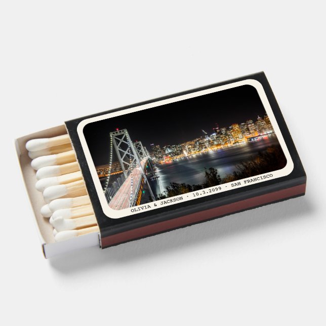 Personalized San Francisco Wedding Favor Matches (Front Open)