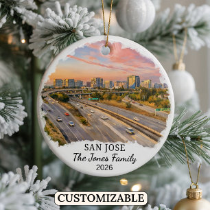 Personalized San Jose Ornament, Custom California Ceramic Ornament