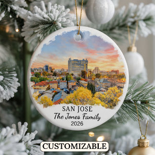 Personalized San Jose Ornament, Custom California Ceramic Ornament