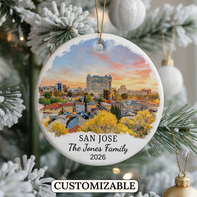 Personalized San Jose Ornament, Custom California Ceramic Ornament (Creator Uploaded)