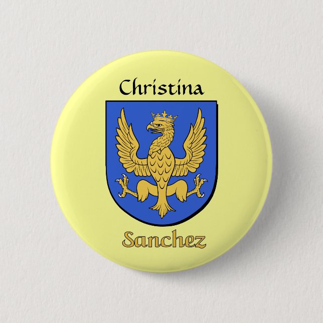 Personalized Sanchez Historical Shield Button (Front)