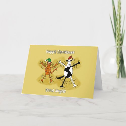 Personalized Sand Angels Hot Climates Cat  Dog Holiday Card