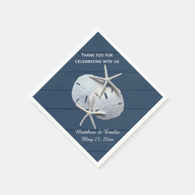 Personalized Sand Dollar Starfish Wedding Napkins (Corner)