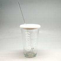 Personalized Sand Etched Glass Groom Go Cup