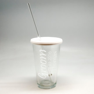 Personalized Sand Etched Glass Groom Go Cup