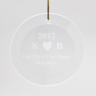 Personalized Sand Etched Round Glass Ornament 