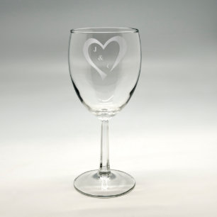 Personalized Sand Etched Wine Glass w/Heart