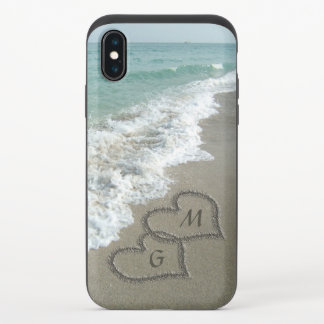 Personalized Sand Hearts on the Beach iPhone X Slider Case