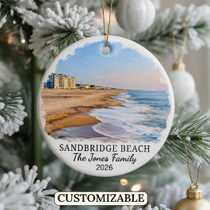 Personalized Sandbridge Beach Ornament, Custom Vir Ceramic Ornament