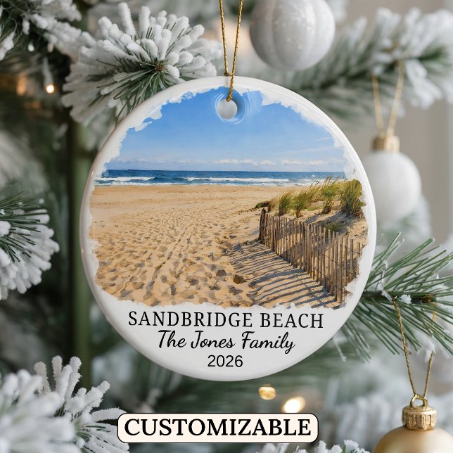 Personalized Sandbridge Beach Ornament, Custom Vir Ceramic Ornament (Creator Uploaded)