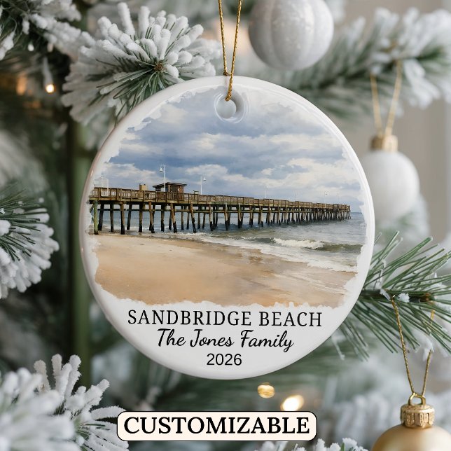 Personalized Sandbridge Beach Ornament, Custom Vir Ceramic Ornament (Creator Uploaded)