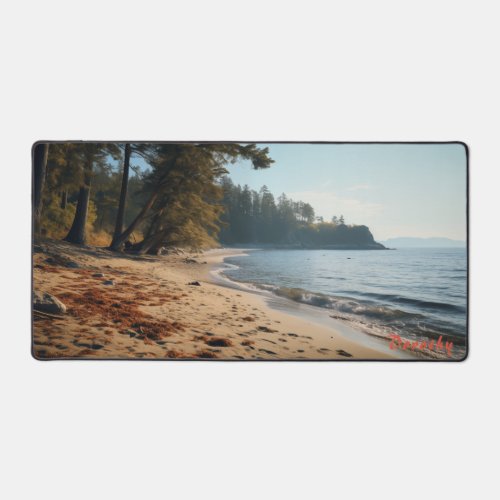 Personalized Sandy Beach with Trees Desk Mat