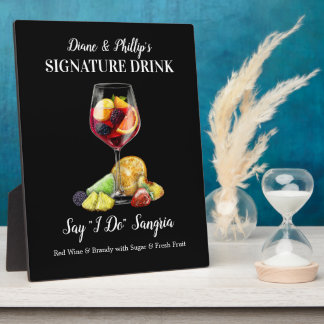 Personalized Sangria Cocktail Bar Drink Sign Plaque