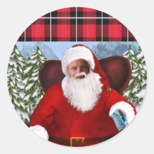 Personalized Santa Add your photo Classic Round Sticker