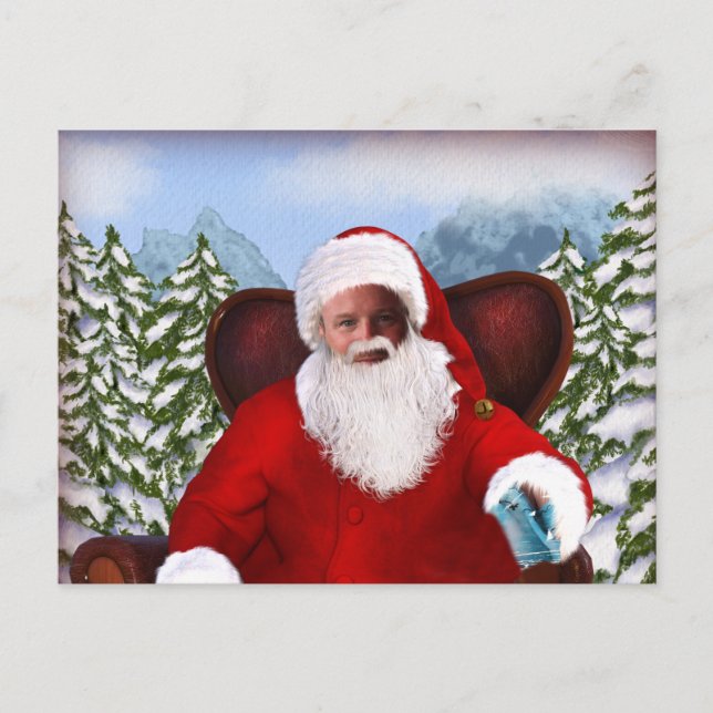 Personalized Santa Add your photo Holiday Postcard (Front)