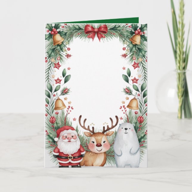 Personalized Santa and Friends Christmas Card (Front)