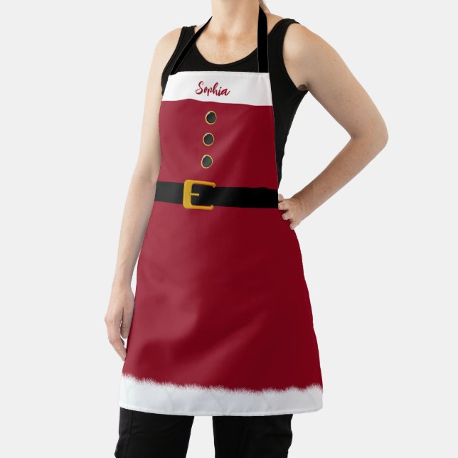 Personalized Santa Apron-Christmas-Red- Apron (Insitu)