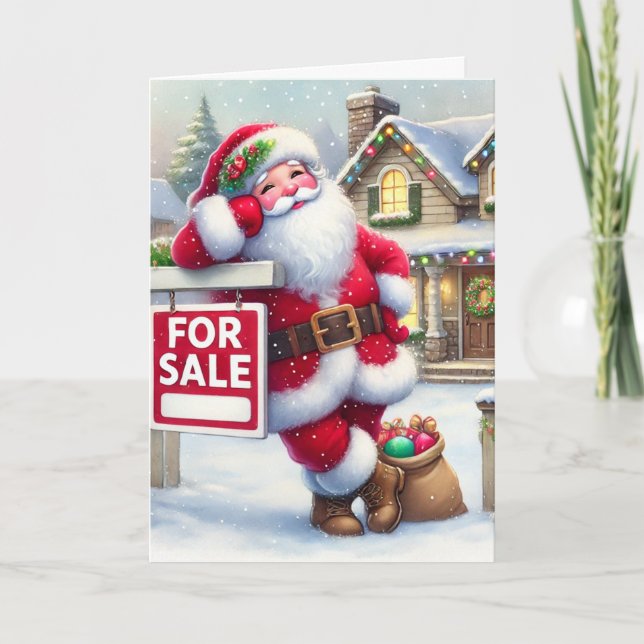 Personalized Santa as a Real Estate Agent Holiday Card (Front)