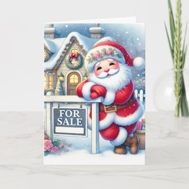 Personalized Santa as a Real Estate Agent Holiday Card (Front)