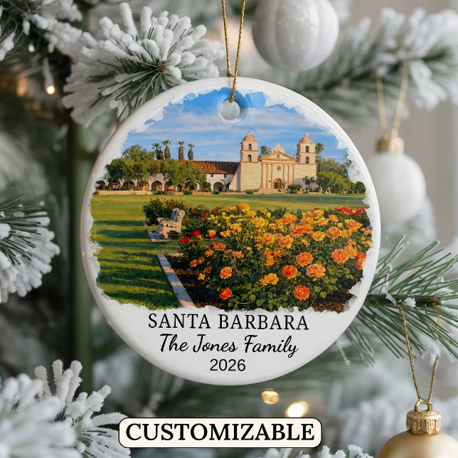 Personalized Santa Barbara Ornament, California Ceramic Ornament (Creator Uploaded)
