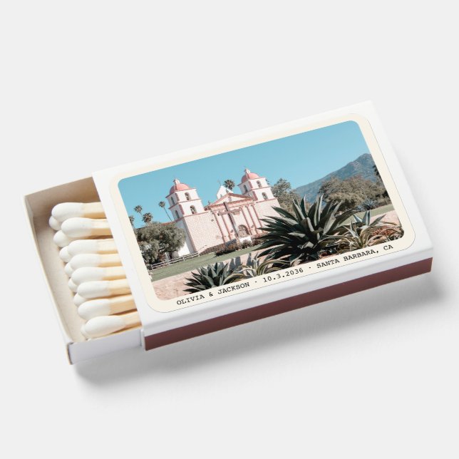 Personalized Santa Barbara Wedding Favor Matchboxes (Front Open)