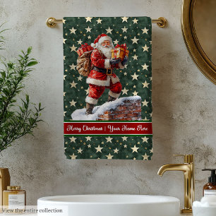 Personalized Santa Bath Towels in Trendy Colors