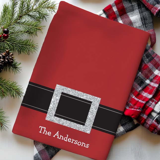 Personalized Santa Belt Holiday Kitchen Towel (Creator Uploaded)