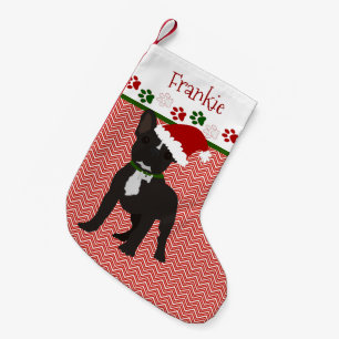 Personalized Santa Black French Bulldog Small Christmas Stocking