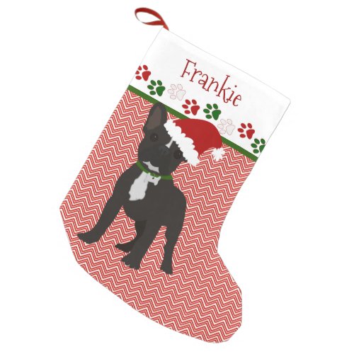 Personalized Santa Black French Bulldog Small Christmas Stocking