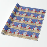 Blue Christmas North Pole Express Mail Santa Wrapping Paper