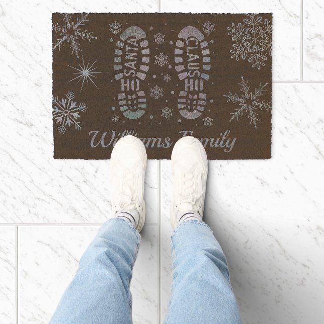 Personalized Santa Boots Footprint Christmas Coir Fiber Doormat (Insitu)