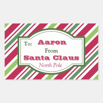 Personalized Santa Candy Gift Tag Stickers by suncookiez at Zazzle