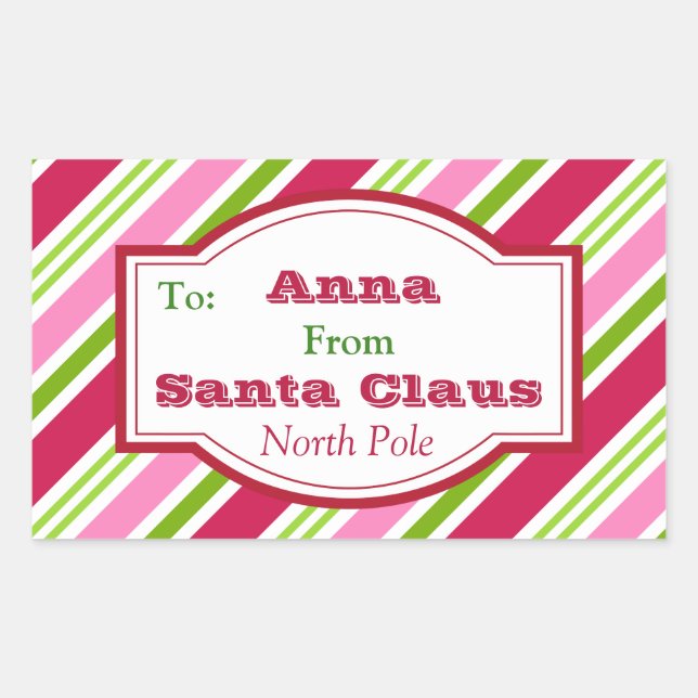 Personalized Santa Christmas Candy Gift Stickers (Front)