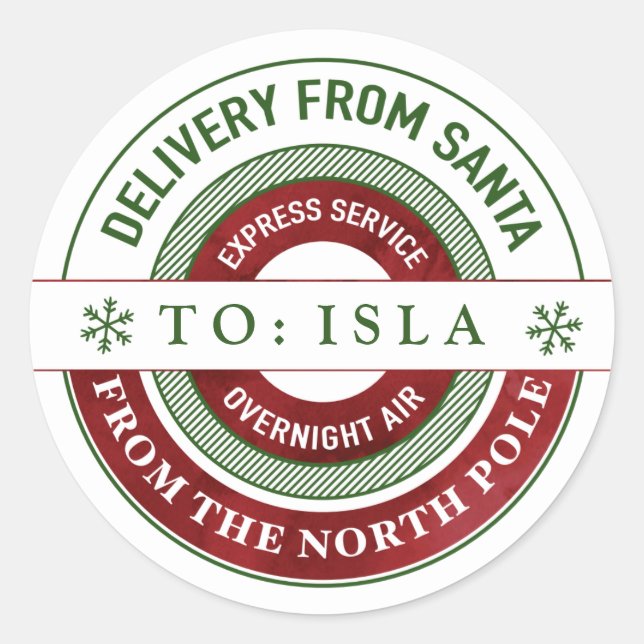 Personalized Santa Christmas Gift Stickers (Front)