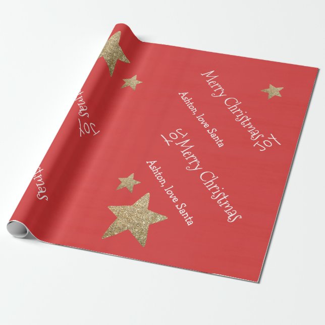 Personalized Santa Christmas Gift Wrapping Paper (Unrolled)