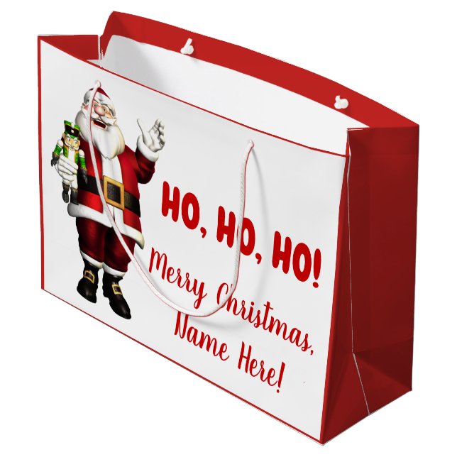 Personalized Santa Christmas Large Gift Bag (Back Angled)