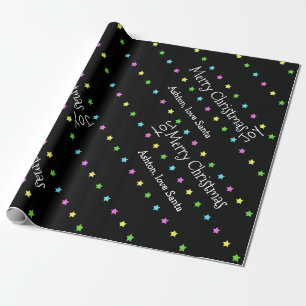 Personalized Santa Christmas Stars Wrapping Paper