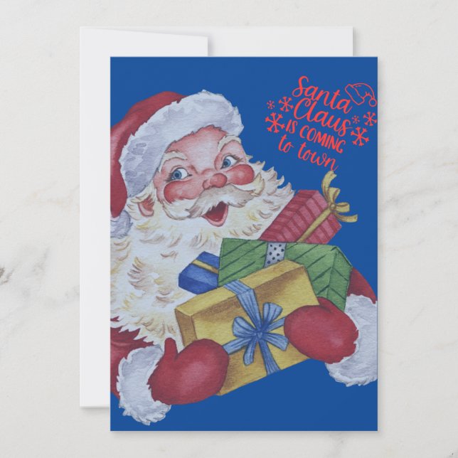 Personalized Santa Claus Christmas Card,  Holiday Card (Front)