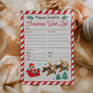 Personalized Santa Claus Christmas Wish List  Invitation